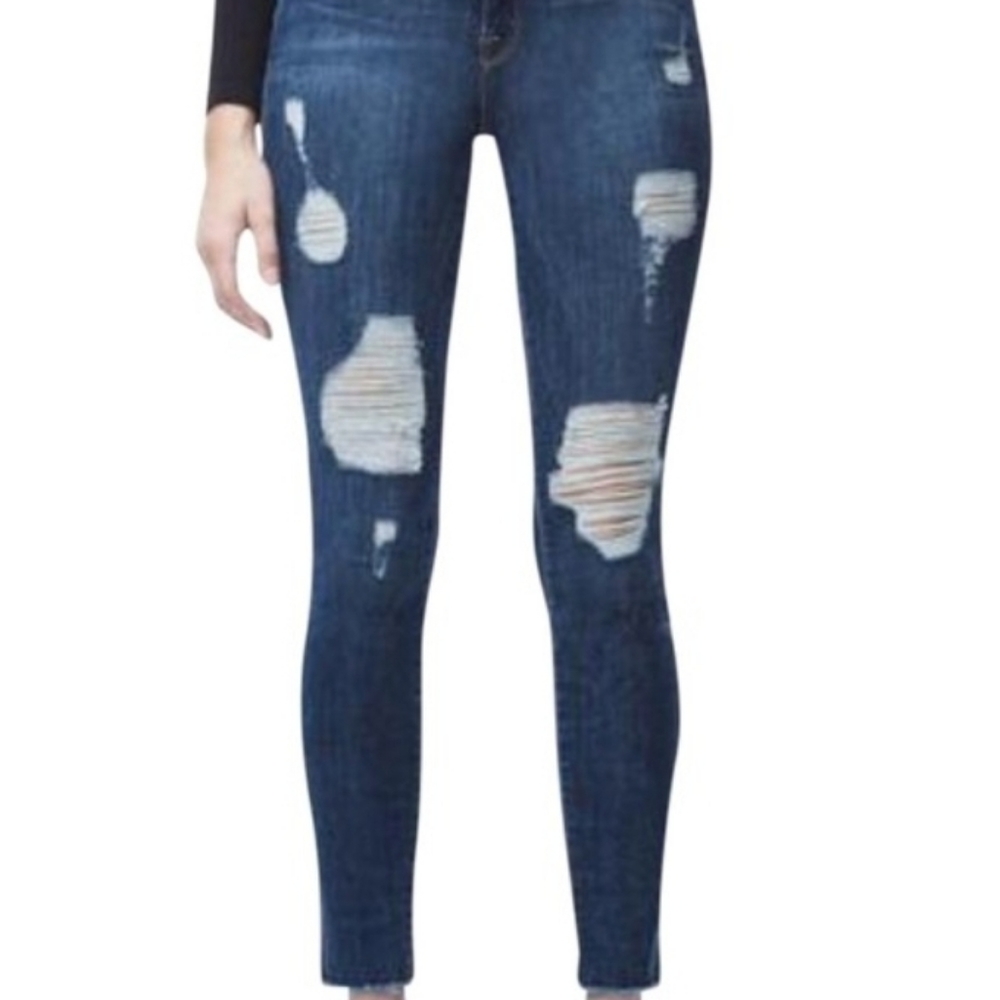 Good American Good Legs Ripped Blue Jeans